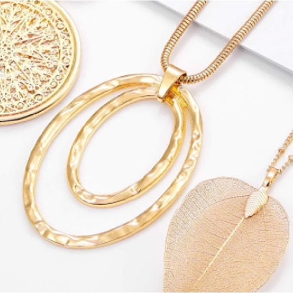 ✨NWT ✨Minimal Geometric Open Ovals Gold Necklace✨ Handmade ✨Artisan✨ Gift … - Picture 4 of 8